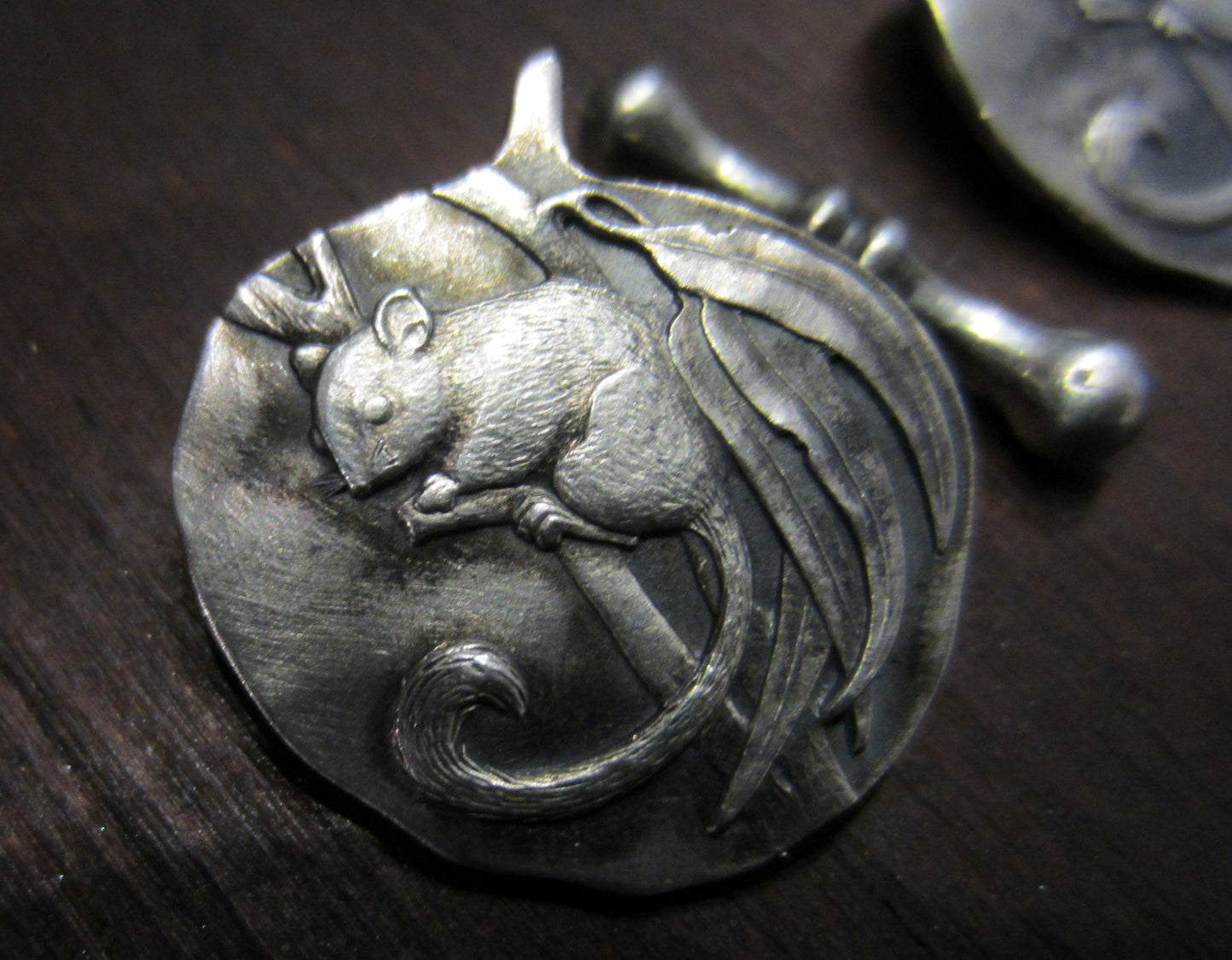 SOLD-- Mid-Century Acorn Squirrel Cufflinks in Sterling Silver, c. 1960