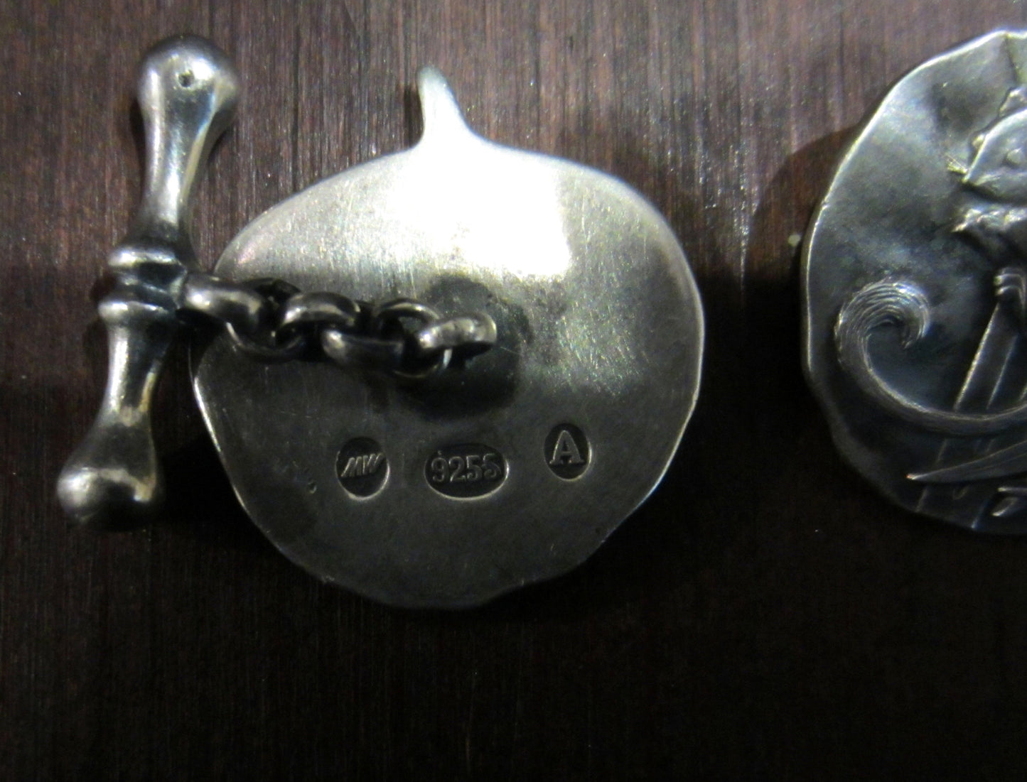 SOLD-- Mid-Century Acorn Squirrel Cufflinks in Sterling Silver, c. 1960